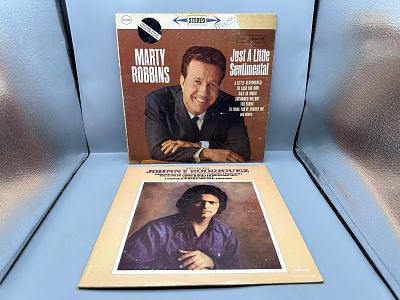 Lot of (2) Vintage Vinyl Albums: 1972 Marty Robbins 'Just A Little Sentimental' and 1973 Johnny 
