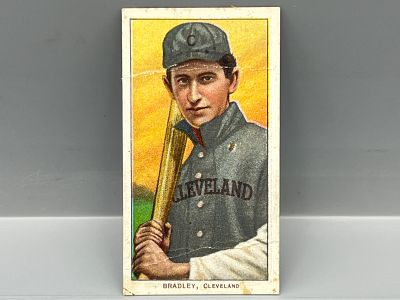 1909-11 T206 Bill Bradley W/ Bat - Cleveland - Tough Polar Bear Back. 1909-11 T206 Bill Bradley 
