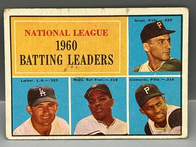 1961 Topps #41 NL Batting Leaders W/ Willie Mays & Roberto Clemente