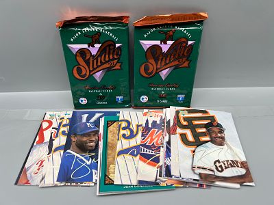 Lot of 1993 Leaf Studio Baseball Cards W/ (2) Unopened Packs