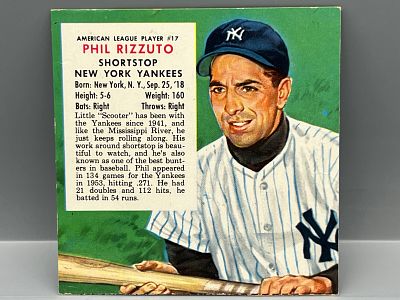 1954 Red Man #17 Phil Rizzuto (HOF) / Yankees - Hand Cut No Tab