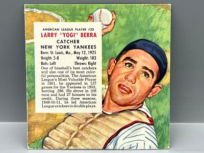 1954 Red Man #20 Yogi Berra (HOF) / Yankees - Hand Cut No Tab