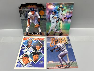 Lot of (4) 1990s Derek Jeter Baseball Cards - Varying Conditions