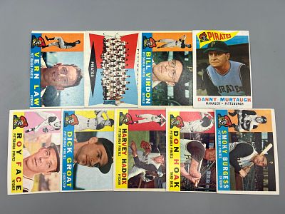 (Lot Of 9) 1960 Topps Pittsburgh Pirates W/ Team Card - World Series Year - Varying Conditions. ( 