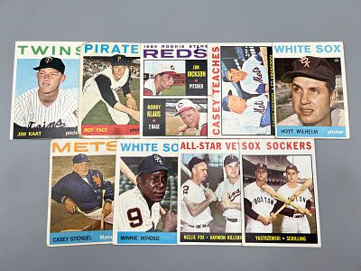 Lot of (9) 1964 Topps Baseball Cards W/ Many Stars - Varying Conditions