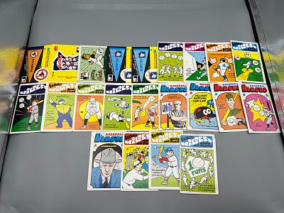 Lot of (22) 1960s & 70s Fleer Baseball Stickers & Oversized Laughlin Cards - Varying Conditions