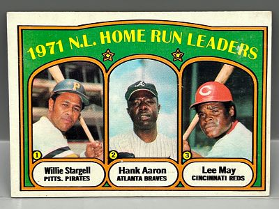1972 Topps NL Home Run Leaders Stargell/Aaron/May #89