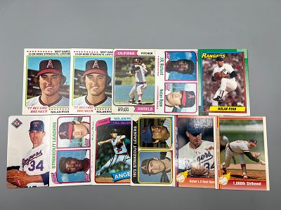 Lot of (11) 1974-91 Nolan Ryan Baseball Cards - Varying Conditions