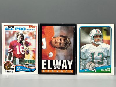 1982 Topps #488 Joe Montana 2nd Year, 1985 Topps #238 Elway 2nd Year, 1988 Topps #190 Marino - 
