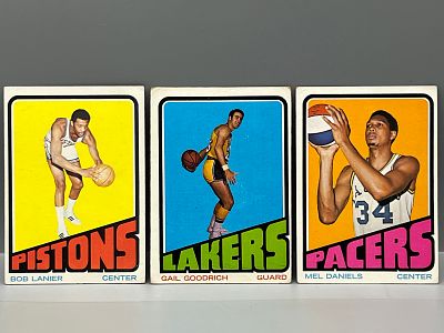 (Lot Of 3) 1972 Topps Basketball HOFers: #50 Goodrich, #80 Lanier, # 200 Daniels