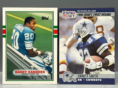 1989 Topps Traded Barry Sanders RC #89T & 1990 Pro Set Emmitt Smith RC #685