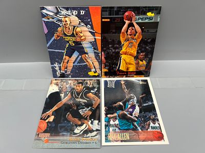 Lot of (4) 1990s Basketball Star Player Rookie Cards - Varying Conditions - Jason Kidd, Allen 