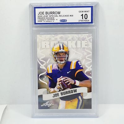 2020 Leaf Special Release Prized Rookie Joe Burrow #08 - Slabbed by CCG