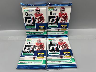 Lot of (4) 2019 Panini Donruss Football Factory Sealed Retail Packs