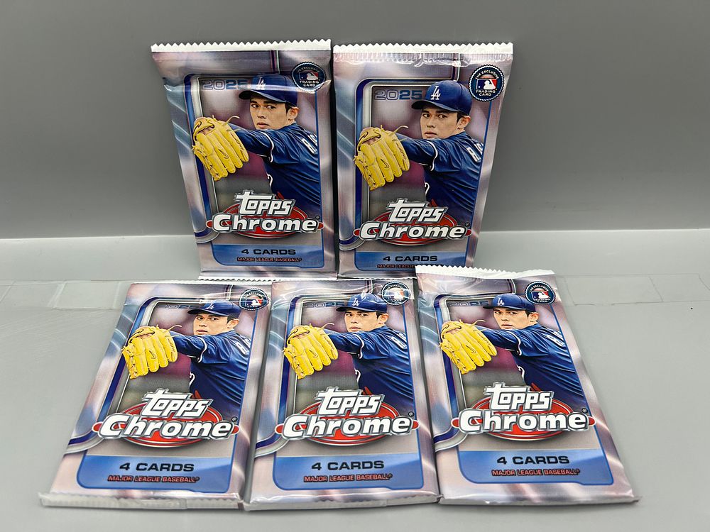 Lot of (5) 2025 Topps Chrome Baseball Factory Sealed Retail Packs