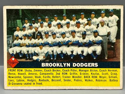 1956 Topps #166 Brooklyn Dodgers Team Card