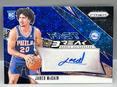 2024-25 Panini Prizm Jared McCain Fast Break Blue RC Auto #/49