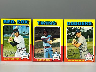 1975 Topps Carlton Fisk #80, Rod Carew #600, & Steve Garvey #140