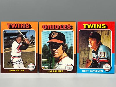 1975 Topps Tony Oliva #325, Jim Palmer #335, & Bert Blyleven #30