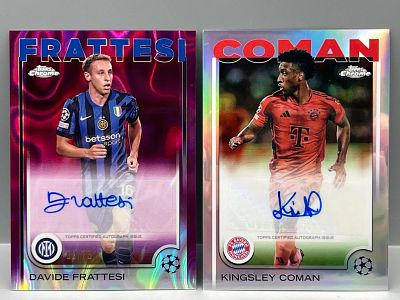 2025 Topps Chrome Kingsley Coman Refractor Auto & Davide Frattesi Purple Auto #/75