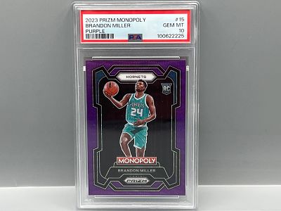 2023 Panini Prizm Monopoly Brandon Miller Purple RC #15 PSA Gem Mint 10