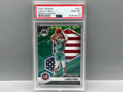 2020 Panini Mosaic LaMelo Ball Green Prizm RC #257 PSA Gem Mint 10