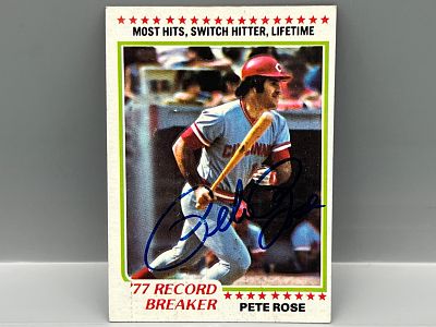 1978 Topps Pete Rose Record Breaker In Person Autographed Card #5 - No COA