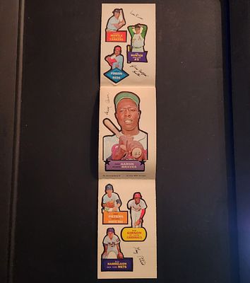 1968 Action All Stars Sticker Complete Panel With Hank Aaron on Main Panel - Also Mickey Mantle 