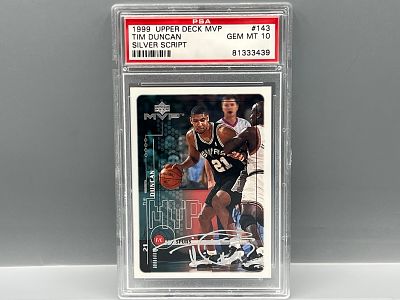 1999 Upper Deck MVP Tim Duncan Silver Script #143 PSA Gem Mint 10