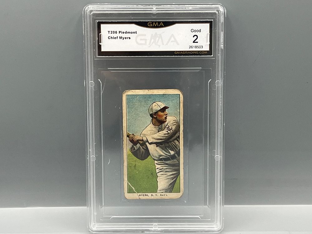 1909-11 T206 Chief Myers Piedmont Back - Slabbed By GMA