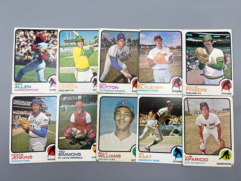 Lot of (10) 1973 Topps Baseball Star Player Cards - Varying Conditions