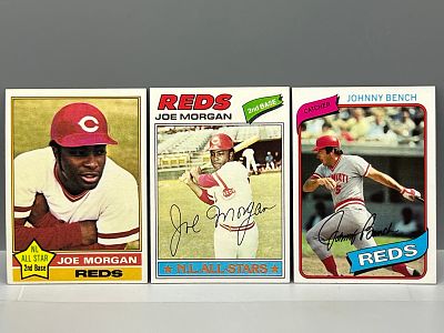 1976 Topps Joe Morgan #420, 1977 Topps Joe Morgan #100, & 1980 Topps Johnny Bench #100