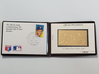 Ted Williams St Vincent First Day Cover and 23 Karat Gold Sculpted Stamp