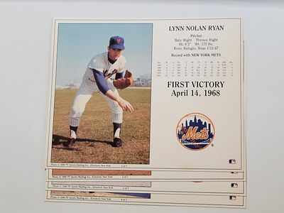 Nolan Ryan 1990 Vintage TV Sports Mailbag 8x10 Stat Cards Set of 7 - Scarce