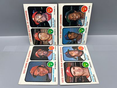 Lot of (4) 1973 Topps Baseball Star Player Leaders Cards - Varying Conditions