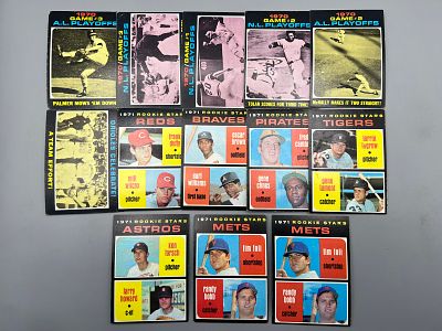Lot of (13) 1971 Topps Baseball Rookies & Playoff Cards - Varying Conditions