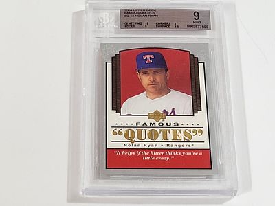 2004 Upper Deck Famous Quotes Insert #Q-13 Nolan Ryan BGS 9 Mint
