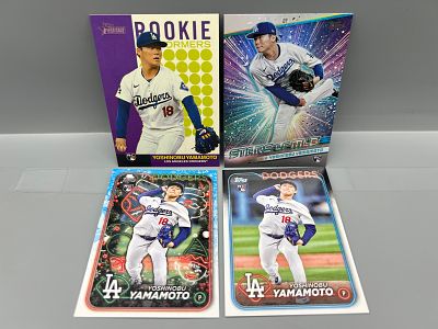 Lot of (4) Yoshinobu Yamamoto Baseball Rookie Cards