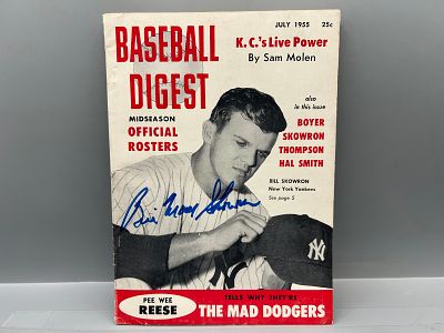 July 1955 Baseball Digest Bill Skowron Cover Autographed Magazine - No COA
