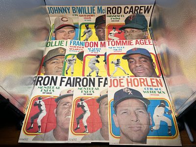 Lot of (10) 1970 Topps Baseball Posters W/ Stars - Varying Conditions - Johnny Bench, Willie 
