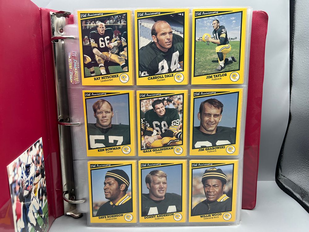 Binder of Assorted Vintage Football Cards W/ Some Stars - Mostly Green Bay Packers cards & team sets