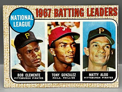 1968 Topps NL Batting Leaders Clemente/Gonzalez/Alou #1