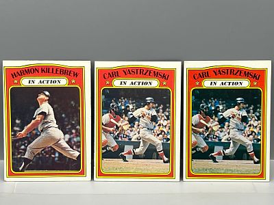 Lot of (3) 1972 Topps Harmon Killebrew In Action #52 & Carl Yastrzemski #38