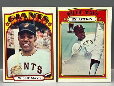 1972 Topps Willie Mays #49 & In Action #50