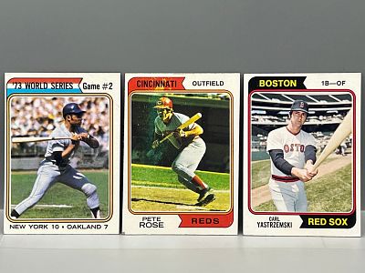 1974 Topps Willie Mays WS #473, Pete Rose #300, & Carl Yastrzemski #280