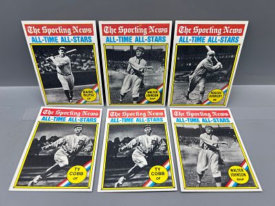 Lot of (6) 1976 Topps The Sporting News All Time All Stars Baseball Cards - Varying Conditions 