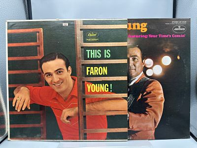 Lot of (2) Faron Young Vinyl Albums - This Is Faron Young & Wine Me Up - Records are untested 