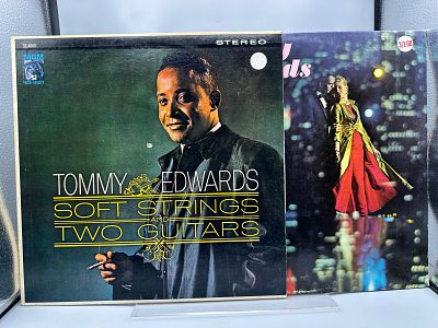 Lot of (2) Tommy Edwards Vinyl Albums - Soft Strings and Two Guitars & The Lamp is Low - 