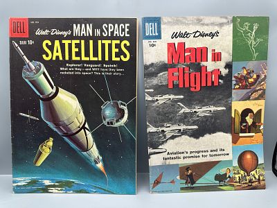 Dell Four Color #954 & 836 Walt Disney's Man in Space and Man in Flight Comic Books, 1957-1958