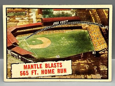 1961 Topps #406 Mickey Mantle Blasts 565 Ft Home Run